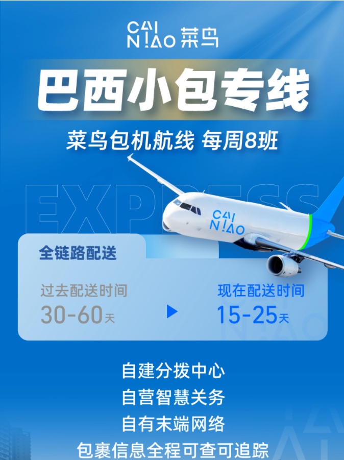 菜鳥中國飛往巴西全鏈路時效提速至15-25天 在巴西末端配送業務同比去年增長超70%-物流之家