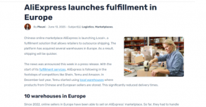 速賣通在歐洲推出“Local+”物流服務-物流之家